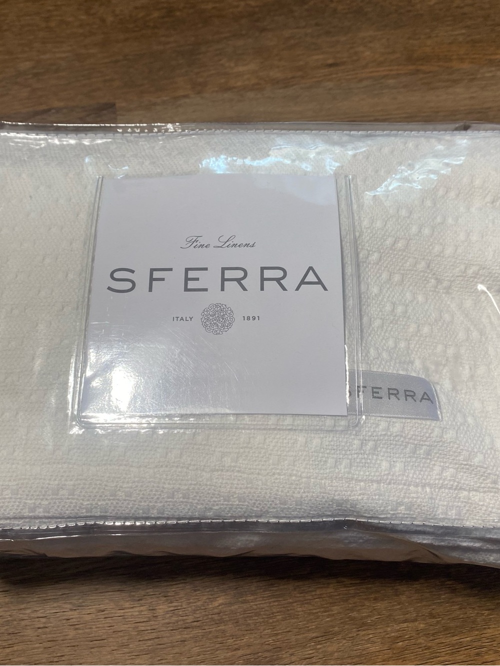 SFERRA CORINO 11416 COTTON BLANKET WHITE QUEEN/FULL SIZE NWT 100x100